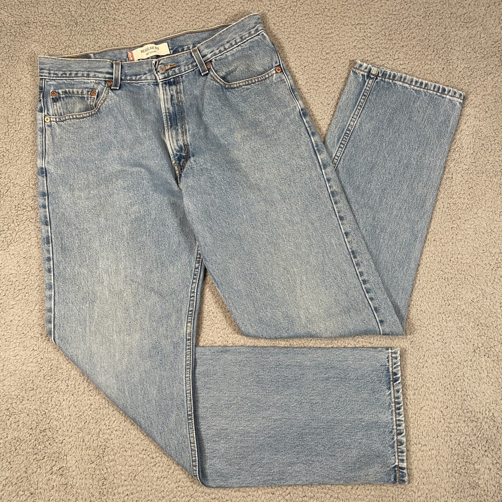 VTG Levis Jeans Mens 34x34 Blue Relaxed Y2K Great Faded Denim Distressed Grunge - Picture 1 of 8